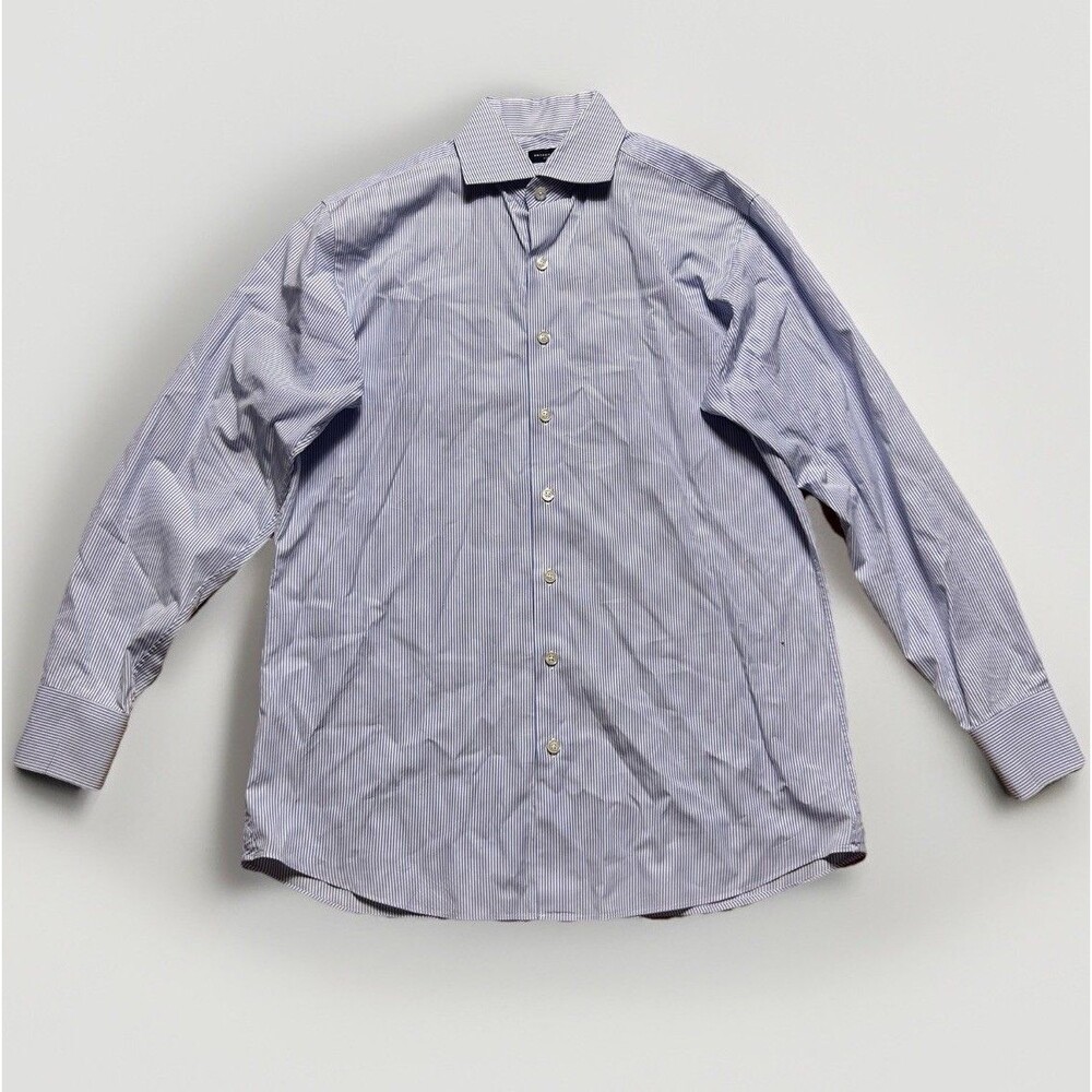 Proper Cloth Dress Shirt Mens Medium Blue Striped Formal Button Down Long Sleeve
